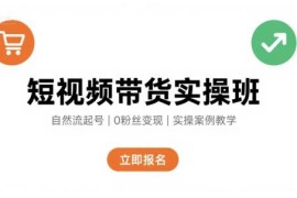 短视频自然流带货快速起号实操课 零基础运营变现全流程教程