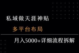 私域运营天涯神贴多平台布局 月入5k+详细操作流程全拆解