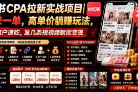 小红书世界杯CPA拉新项目实操 25元一单新老用户通吃轻量变现玩法