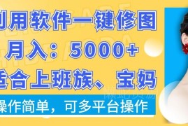 一键无损修图副业实操攻略 适合上班族宝妈多平台月入5000+
