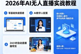 2026年AI无人直播实操教程 零基础搭建数字人24小时带货直播间