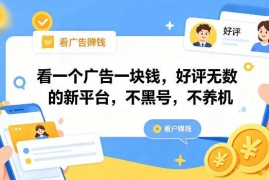 看广告单条最高赚1元 无需养机不黑号的正规收益平台详解