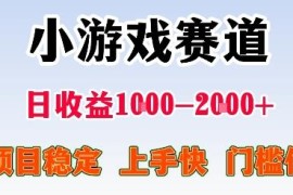 2024小游戏赛道低门槛创业项目 单人在家做稳定日入1000-2000