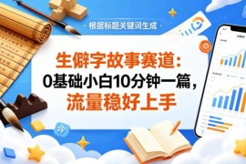 公众号流量主生僻字故事赛道详解 0基础小白可快速上手稳获流量