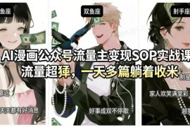 AI漫画公众号流量主变现SOP实战课 零基础可落地副业实操教程