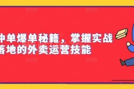 外卖冲单爆单实战教程 运营技能菜单搭建流量提升全攻略