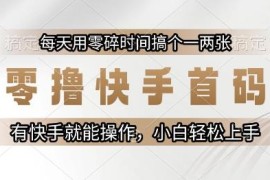 快手零撸首码项目操作指南 有账号即可利用碎片时间赚收益