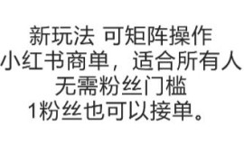 小红书无粉丝门槛商单新玩法 可矩阵操作1粉也可接单赚钱
