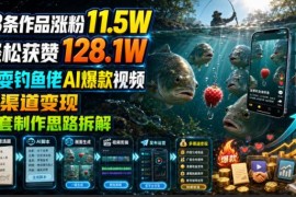 垂钓赛道AI爆款视频玩法拆解 13条作品涨粉11.5W可多渠道变现