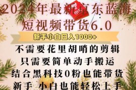 京东蓝海短视频带货6.0玩法 无需复杂剪辑0粉即可上手操作