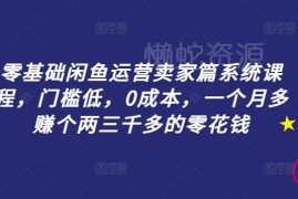 2024零基础闲鱼卖家运营系统课程 零成本副业增收实操教程