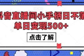 抖音直播间小手柄日不落玩法 单日变现500+实操全攻略
