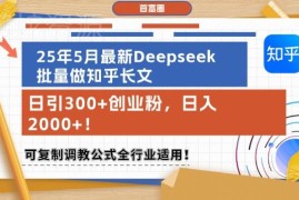 2025年5月Deepseek批量做知乎长文 引流创业粉全行业适用实操教程