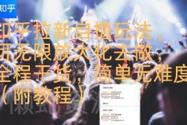 知乎拉新自撸实操玩法分享 可放大操作简单易上手附完整教程