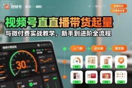 视频号直播带货起量及微付费实战 新手到进阶全流程教学