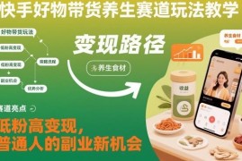 快手好物带货养生赛道玩法 低粉高变现普通人副业入门教学