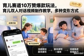 育儿赛道10万赞双人对话视频制作教学及多种变现玩法解析