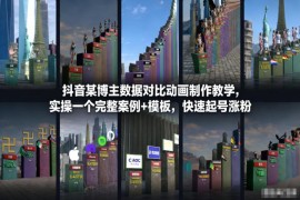 抖音数据对比动画制作教学 附实操案例模板助力快速起号涨粉