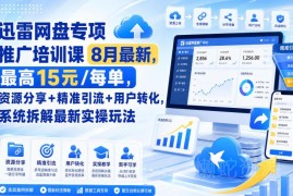 8月最新迅雷网盘专项推广培训课 引流转化实操玩法系统拆解