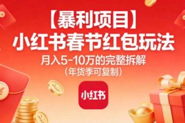 小红书春节红包副业玩法完整拆解 年货季可复制操作月入5W