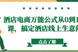 酒店电商万能公式从0到1视频课 解决酒店线上经营各类问题