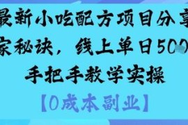 低门槛小吃配方副业项目分享 附详细实操教学新手当天可上手