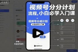 视频号分成计划实操全流程 小白零基础入门必备学习教程