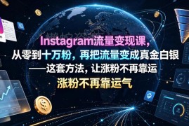 Instagram从零涨粉到10万+流量变现全流程实操教程 附配套资源