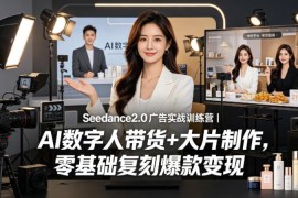 Seedance2.0广告实战营教程 零基础学AI数字人带货及大片制作变现