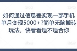 利用信息差做手机搬砖项目 单月变现5000+实操方法详解
