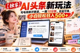 AI写电视剧评发头条变现玩法 零基础小白低门槛实操教程