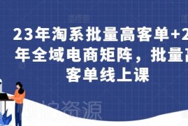 2023淘系批量高客单运营教程 2024全域电商矩阵实操线上课