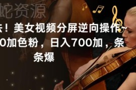 美女视频分屏逆向引流实操玩法 单日引600粉可实现日入700+