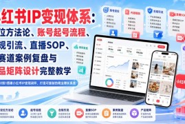小红书个人IP变现全教程 定位起号引流直播多赛道案例实操