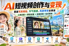AI短视频创作与变现全教程 覆盖多赛道实操原创去重落地