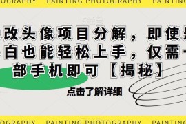 漫改头像副业项目全流程拆解 小白仅用手机即可轻松操作上手