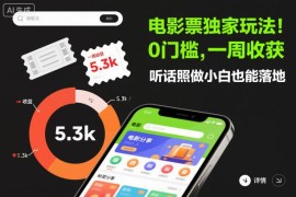 0门槛电影票差价赚钱实操教程 小白照做可落地周入超5000