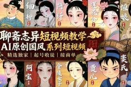 AI国风聊斋志异短视频制作教程 含起号接商单全流程教学
