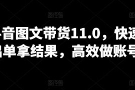 抖音图文带货11.0系统教程 全品类赛道运营快速起号出单指南