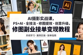 PS+AI摄影修图全技法实战课 提效增创意助力修图副业接单变现
