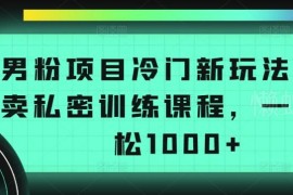 男粉变现冷门项目玩法拆解 售卖私密训练课单日收入超千元