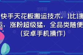 安卓端快手1:1全品类无违规搬运技术 高效涨粉实用操作教程