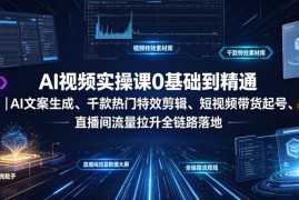 零基础AI视频实操课 文案剪辑带货直播全链路落地教学