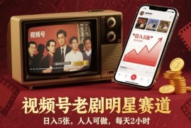 视频号老剧明星赛道实操教程 低门槛每日2小时即可获稳定收益
