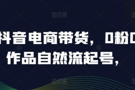 抖音电商带货0粉0作品自然流起号 热销20万份课程实战经验分享