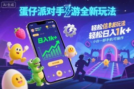 蛋仔派对手游信息差盈利玩法教程 小白单手机操作可当日获收益