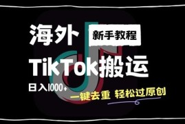 2024最新海外TikTok搬运玩法 新手无经验一键去重过原创获收益