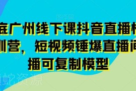 11月底广州抖音直播落地特训营 短视频平播可复制运营模型分享
