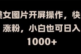 美女图片开屏抖音涨粉变现玩法 小白可操作赚钱项目实操指南
