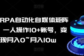 AI+RPA自动化自媒体矩阵课程 零基础单人运营多账号变现方法